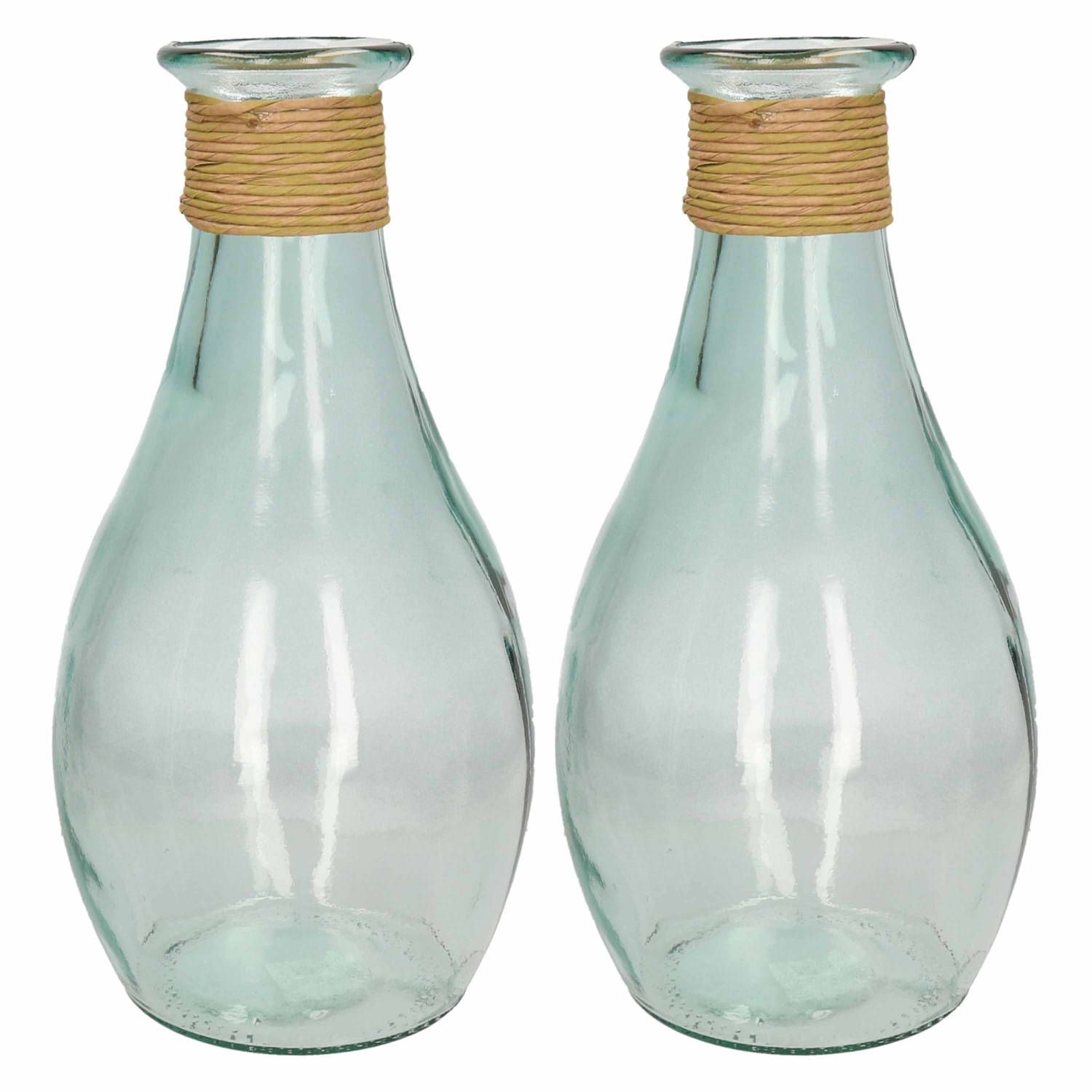 Bellatio Flowers & Plants Nellia - Set van 2 glazen vazen - 21 x 40 cm - Transparant