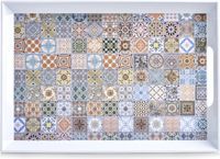Zeller Serveerblad/Dienblad - Wit - met Mozaiek Print - Melamine - 50 x 35 cm