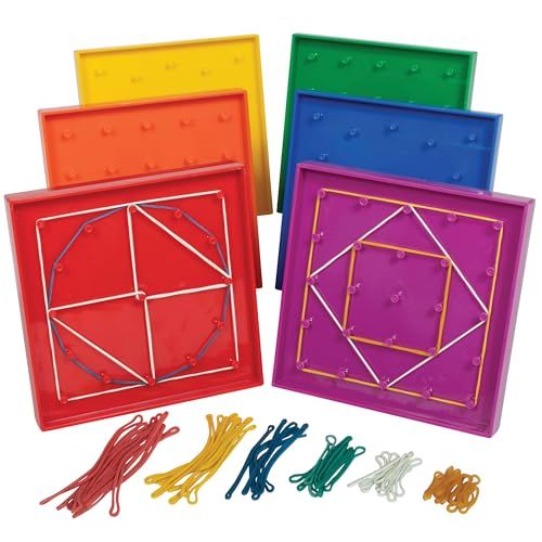 Learning Advantage Geoboards - 5" - Set of 6 - Assorted Colors