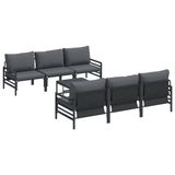 vidaXL Tuinbank - Set - 7-delig - Zwart - Staal
