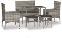 vidaXL 6-delige Loungeset met kussens, polyrattan, grijs