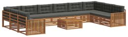 vidaXL - Canapé - 11 - pcs - Naturel - et - Anthracite - Acacia - Massif - Bois
