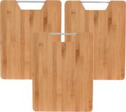 Excellent Houseware Planche à découper bambou bois - 3x - avec poignée inox - 32 x 25 cm - planches de cuisine