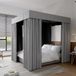 Hvqic Grijze hemelgordijnen - 4 hoekpalen bedgordijnen eenpersoonsbedgordijnen lichtdichte gordijnen bedluifel voor volwassenen en meisjes slaapkamerdecoratie (Tweepersoons - 2 aparte bedden, grijs)