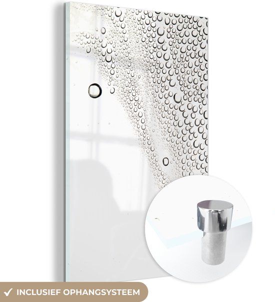 MuchoWow® Glass Painting 100x150 cm - Acrylic Glass Painting - Drops Forming on Glass - Photo on Glass - Paintings