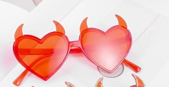 T.O.M. - Hart Bril - Rood - Duivelsoortjes - Unisex - Carnaval/Festival/Halloween