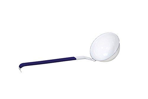 Krüger Karl 4710/B Husum 10 cm pollepel, staal, wit met blauwe rand, 36,5 x 10 x 0,2 cm