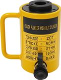 Cylindre hydraulique - Cylindre creux, cric long, 8 tonnes - Commande manuelle - Acier compact - Compatible avec pompe CP700 - Jaune