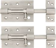 AMIG schuifslot/plaatgrendel - 2x - staal - 8.5cm - mat rvs - incl schroeven - deur - raam - geschikt voor hangslot