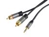 PremiumCord StereoJack naar Cinch kabel, 3,5 mm StereoJack stekker naar 2 x cinch stekker, voor digitale camera tv mobiele telefoons MP3 HiFi, afgeschermd, metalen connector, M/M, lengte 5 m