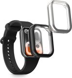 kwmobile 2x smartwatch hoes geschikt voor Xiaomi Smart Band 10 Pro‌ hoesje - Siliconen sporthorloge cover - Activity tracker case in zilver / zwart