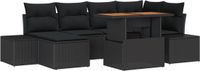vidaXL Tuinbank - Set - 7 - st - Zwart - Poly - rattan