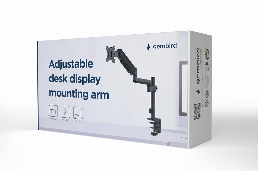Gembird MA-DA1P-01 Monitor Beugel - 32 inch - Zwart
