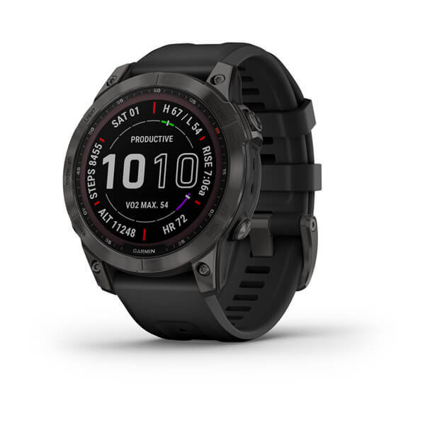 Garmin Garmin fēnix® 7 – Sapphire Solar editie, titanium met Chestnut leren polsband en extra Graphite siliconen polsband