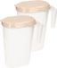 Plasticforte Pichet d'eau - 2x pièces - Jus de fruits - transparent/taupe - avec couvercle - 1,6 litre - plastique