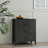 [en.casa] Metalen commode met 3 laden, bureaukast, opbergkast in industriële stijl, voor woonkamer, slaapkamer, werkplaats, staal, 72 x 60 x 40 cm, zwart