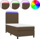 vidaXL Boxspring met matras en LED, stof, donkerbruin, 80x200 cm