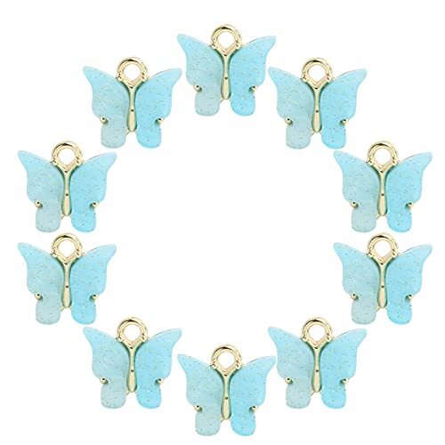 Les-Theresa 10 stks vlinder vorm hanger sieraden ketting armband oorbel ambachten maken accessoire (blauw)