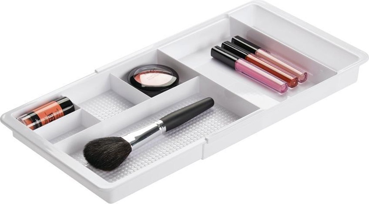 IDesign Make up organizer uitschuifbaar - Wit - Sorteervakken & Uitschuifbaar wit