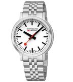Mondaine MST.4101B.SJ Stop2go Horloge - Stationsklok - Saffierglas - Staal - Zilver - 41 mm breed - Quartz - Vouw/Vlindersluiting - 3 ATM