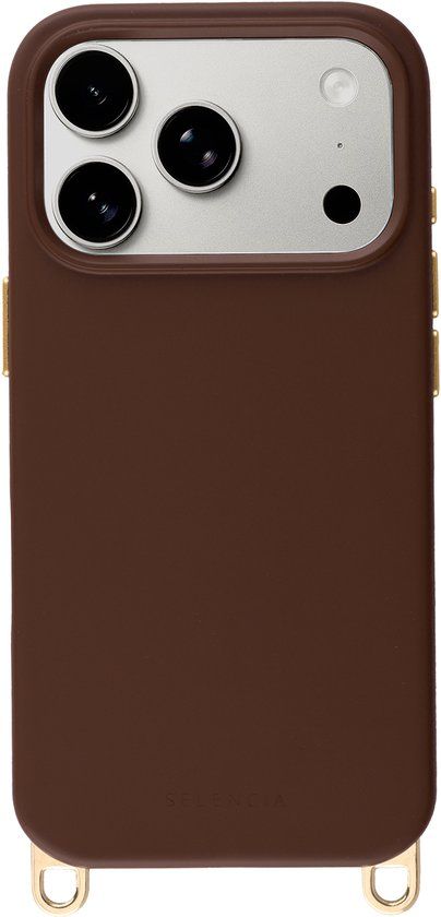 Selencia Rivièra MagSafe Backcover met afneembare haakjes voor de Apple iPhone 17 Pro - Choco Brown