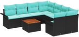 vidaXL Tuinbankenset 9-delig Zwart en Turquoise