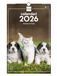 Finocam Wandkalender 2026, 25 x 40 cm, maandoverzicht januari - december 2026 + september 2025 (4 maanden), kalender 2026, afbeeldingen honden en katten, Catalaans