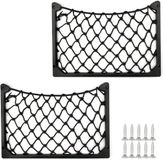 Famanu - Set van 2 auto-opbergnetten 31x21 cm met schroeven en frame – Zwart
