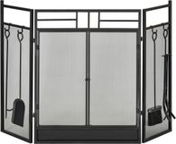 HOMCOM Haardscherm Metaal 122x1.6x80cm Zwart