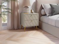 Vente-unique Set van 2 nachtkastjes - 2 lades - Beige - TEODA