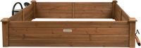 needs&wants® need&wants® Grote houten verhoogde bedrand voor tuinterras, plantenbedset XL vierkant, bloembed kruidenbedrand laag decoratief, 120 x 120 x 26,5 cm, donkerbruin
