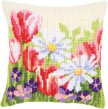Vervaco Kruissteekkussen Lente Bloemenveld 40x40cm