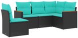 vidaXL Ensemble de banc de jardin 5 pièces avec coussins en polyrotin noir