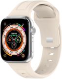 By Qubix - Square siliconen bandje - Beige - Geschikt voor Apple Watch 44mm / 45mm / 46mm / 49mm