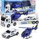 LEAN TOYS Camion de police dépanneuse hélicoptère de voiture set d'éclairage et de son