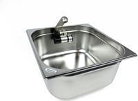 Inox wasbak, camping wastafel, geïntegreerd model + afvoer, afmetingen 354x325x150mm