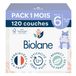 BIOLANE - Couches Bébé Taille 6 (16kg et +) - Pack 1 Mois - 120 couches