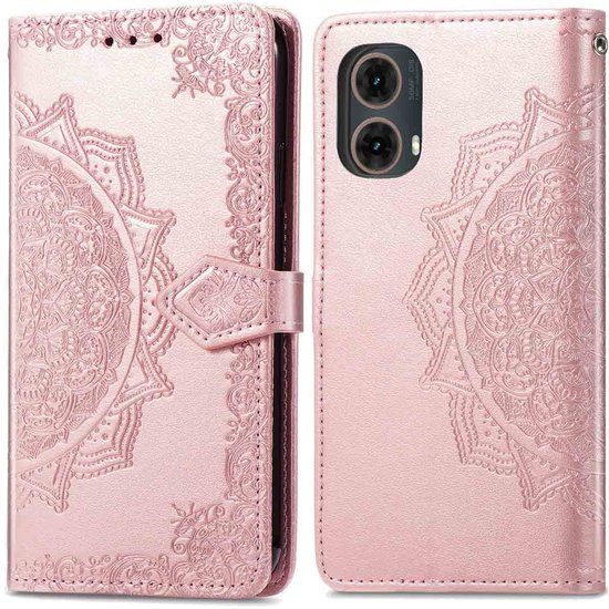 imoshion Hoesje - Geschikt voor Motorola Moto G85 - Mandala Bookcase - Rosé Goud