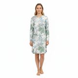 Ringella Nachthemd Elegant Lange Mouw Gebloemd Groen Katoen Maat 50