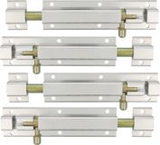 AMIG schuifslot/plaatgrendel - 4x - aluminium - 25cm - zilver - incl schroeven - deur - raam