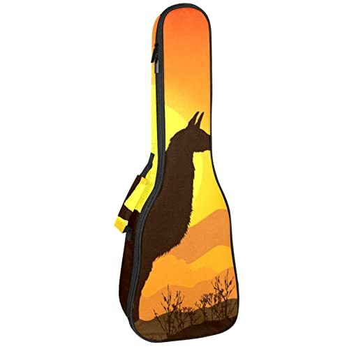 Mersov Tenor Ukulele Gigbag Waterdichte Ukelele Case Gewatteerde Rugzak, Geweldig voor Sopraan Concert (21/23/24") Landschap Alpaca Cactus Sunser Scene