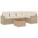 vidaXL 6-delige Loungeset met Kussens, Poly Rattan, Beige