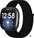 Strap-it nylon bandje - zwart - Geschikt voor Fitbit Sense & Fitbit Versa 3