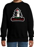 Bellatio Decorations Shoppartners Bv Dieren kersttrui husky zwart kinderen - Foute honden kerstsweater jongen/ meisjes - Kerst outfit dieren liefhebber 152/164