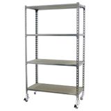 Simon Rack Metalen stelling met wielen 1575x1100x400 mm - Maderclick | 4 niveaus, Houten legbord, 75 kg buigbelasting, Corrosiewerende coating, Montage met kliksysteem, Gegalvaniseerd