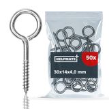 HELPMATE Ringbout 30x14x4,0x20 mm - 50 stuks | Verzinkt staal - Oogschroef met houtschroefdraad