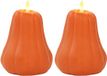 Anna's Collection LED pompoen kaars - 2x - oranje - D13 x H11 cm - met timer
