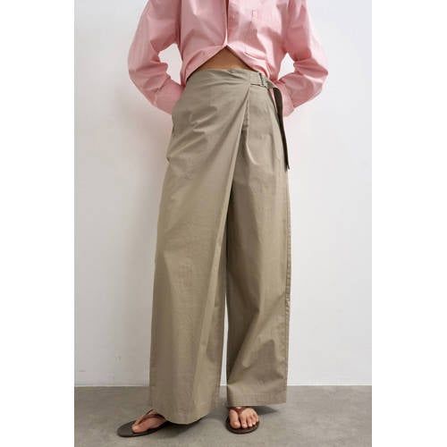 TOPSHOP high waist wide leg casual broek - beige