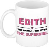Bellatio Decorations naam cadeau mok - Edith - Woman Myth Supergirl - koffiemok - 300 ml - collega - moederdag