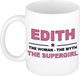 Bellatio Decorations naam cadeau mok - Edith - Woman Myth Supergirl - koffiemok - 300 ml - collega - moederdag